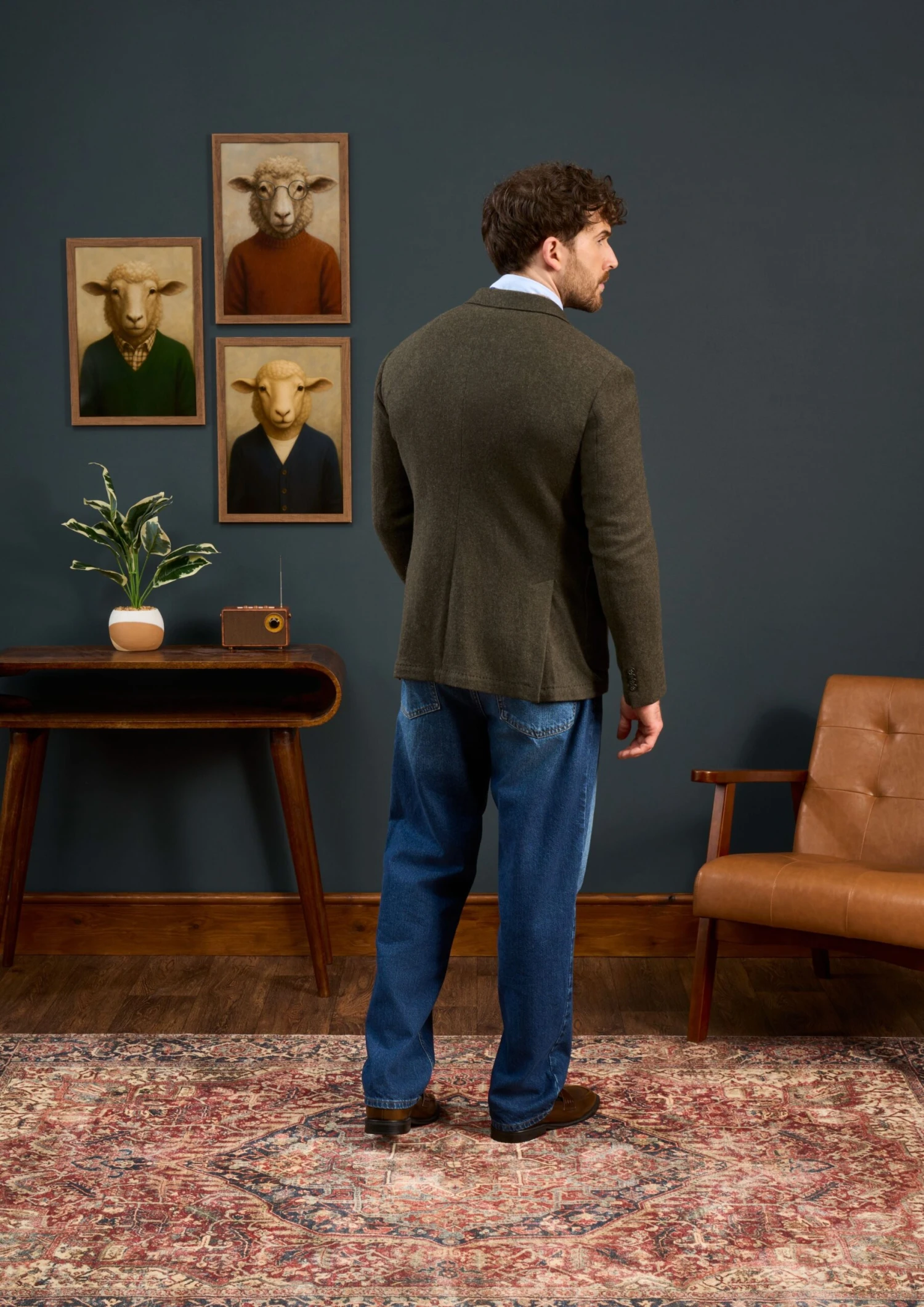 Richmond Men's Knitted Blazer In Olive 7 Richmond Men's Knitted Blazer In Olive - Image 5