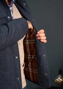 Richmond Men's Knitted Quilted Shacket In Navy -AlanPaine Shop Mens Knitted Quilted Shacket Navy 2