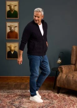 Aberfoyle Men's Lambswool Cable Front Zip Mock Neck In Navy 9 Aberfoyle Men's Lambswool Cable Front Zip Mock Neck In Navy -AlanPaine Shop Mens Lambswool Cable Front Zip Mock Neck Jumper Navy 1 82582aaa cce2 4096 a9d7 2a16b725a27f