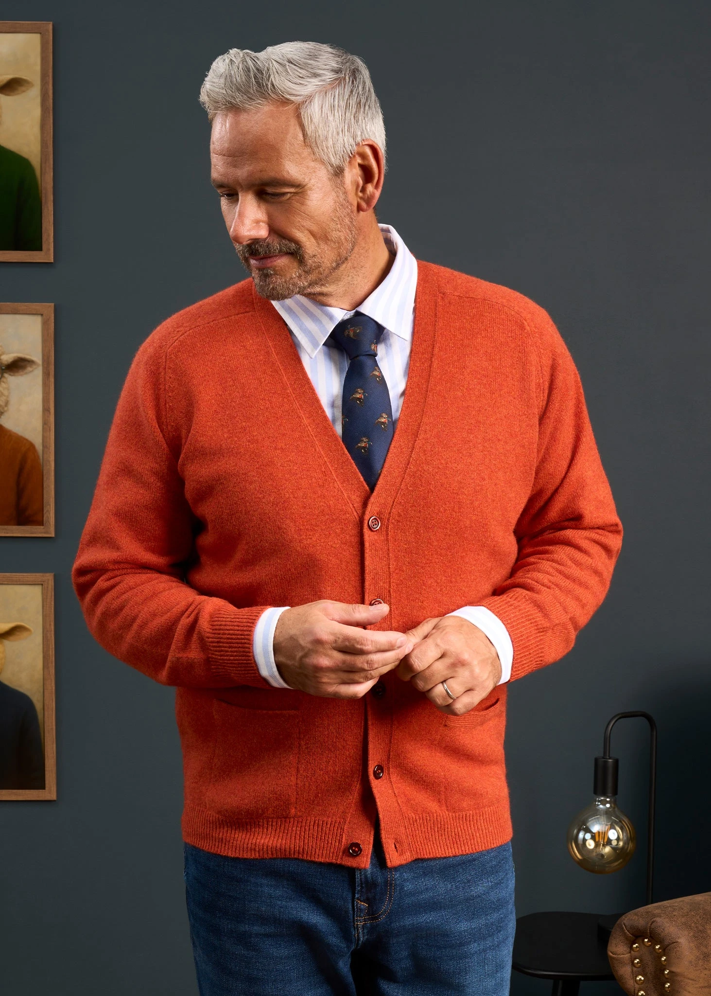 Cornwall Lambswool Cardigan In Ember - Classic Fit 6 Cornwall Lambswool Cardigan In Ember - Classic Fit - Image 4