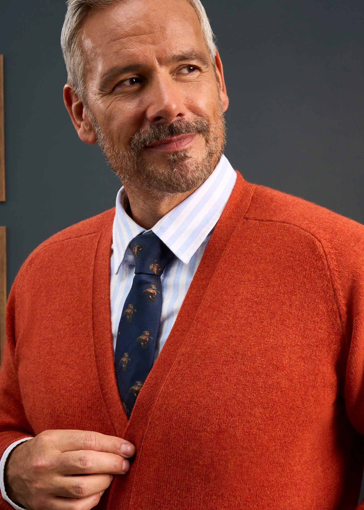 Cornwall Lambswool Cardigan In Ember - Classic Fit 4 Cornwall Lambswool Cardigan In Ember - Classic Fit - Image 2