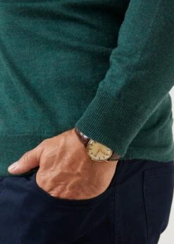 Barton Merino Wool 1/4 Zip Mock Jumper In Hunter - Regular Fit -AlanPaine Shop Mens Merino Wool Half Zip Jumper Hunter 5