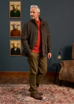 Felwell Men's Quilted Jacket In Olive - Regular Fit -AlanPaine Shop Mens Quilted Jacket Olive 2