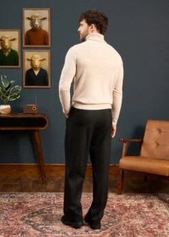 Petersham Men's Geelong Wool Roll Neck In Irish Cream 11 Petersham Men's Geelong Wool Roll Neck In Irish Cream -AlanPaine Shop Mens Roll Neck Jumper Cream 3