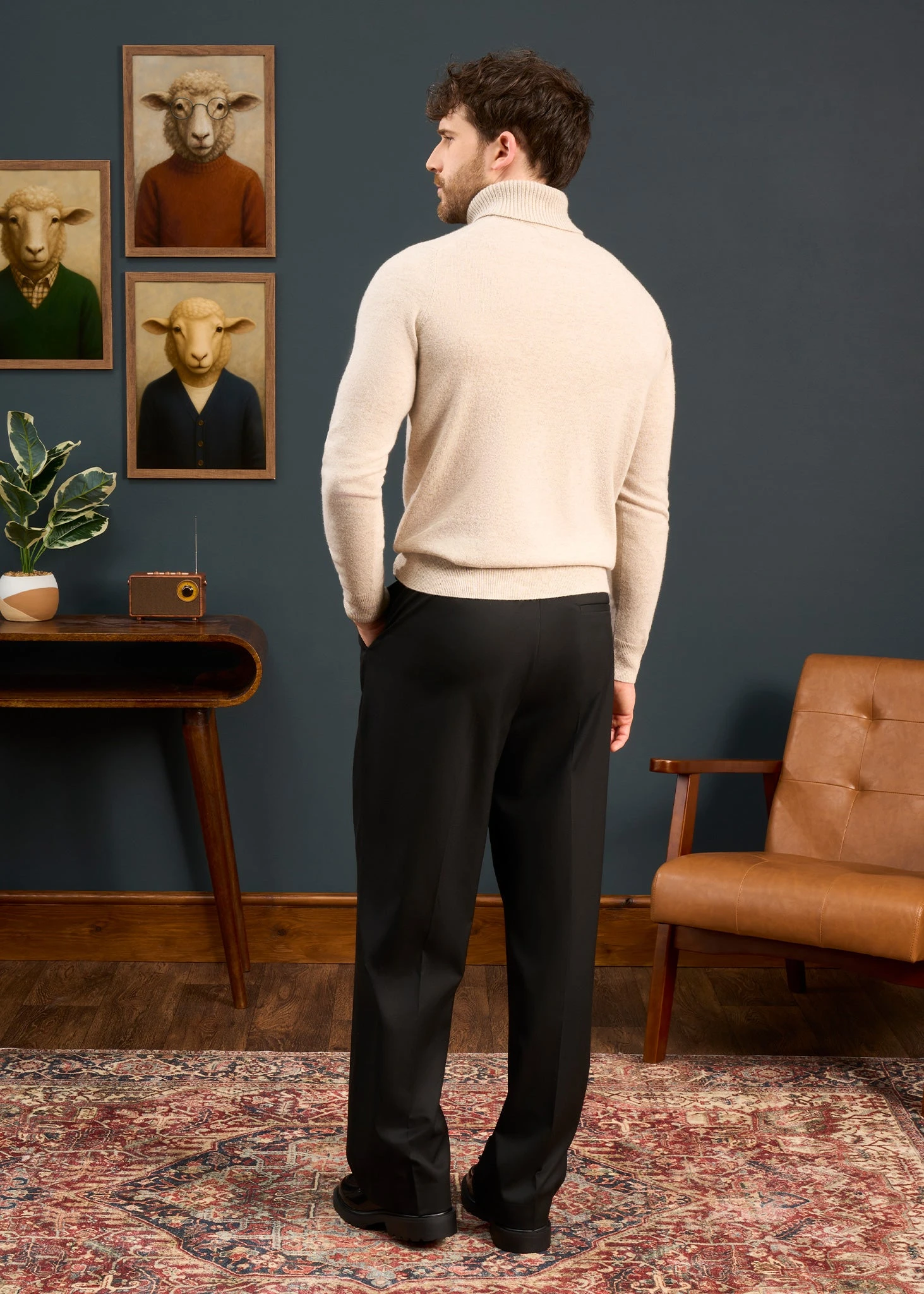 Petersham Men's Geelong Wool Roll Neck In Irish Cream 7 Petersham Men's Geelong Wool Roll Neck In Irish Cream - Image 5