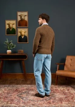 Kinloch Men's Shetland Wool Cardigan In Scots Pine -AlanPaine Shop Mens Shetland Cardigan Brown 2 ba669de0 ffc9 4987 9255 f216f32f0cae