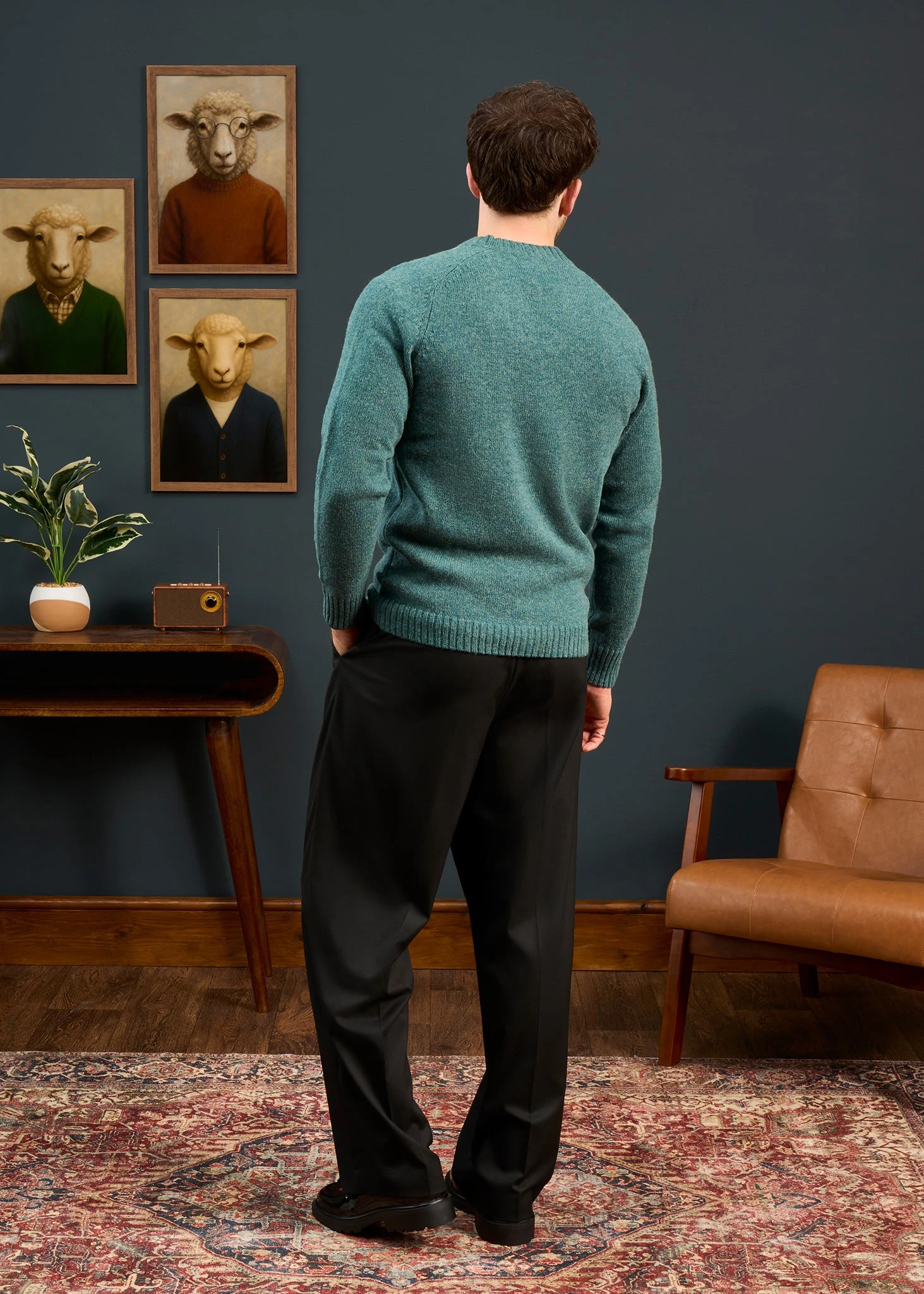 Kinloch Men's Shetland Wool Cardigan In Kingfisher 7 Kinloch Men's Shetland Wool Cardigan In Kingfisher - Image 5