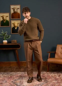 Kinnadie Supersoft Shetland Scots Pine Jumper - Regular Fit -AlanPaine Shop Mens Shetland Wool Jumper Brown 1 e3de4896 1731 4062 a922 30c2d65bd937