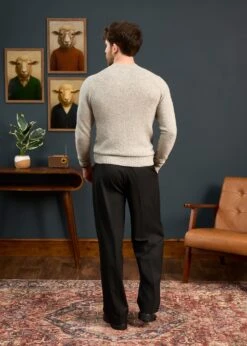 Kinnadie Supersoft Shetland Jumper In Silver Grey - Regular Fit -AlanPaine Shop Mens Shetland Wool Jumper In Cream 3 8e280a7e f22c 4c16 ac7d 26bc7f5ce0f9