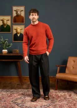 Kinnadie Supersoft Shetland Jumper In Saffron - Regular Fit -AlanPaine Shop Mens Shetland Wool Jumper In Saffron 2