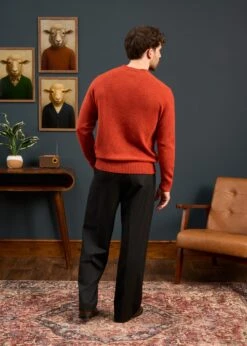 Kinnadie Supersoft Shetland Jumper In Saffron - Regular Fit -AlanPaine Shop Mens Shetland Wool Jumper In Saffron 3