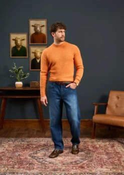 Kinnadie Supersoft Shetland Clementine Jumper - Regular Fit -AlanPaine Shop Mens Shetland Wool Jumper Orange 1 8a394ddc 80b3 4b2e ad92 e971ae18514b