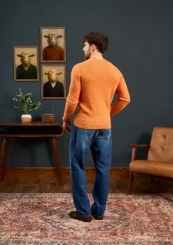 Kinnadie Supersoft Shetland Clementine Jumper - Regular Fit -AlanPaine Shop Mens Shetland Wool Jumper Orange 4 99242e75 6f69 439f bfaa 0861eef3c514