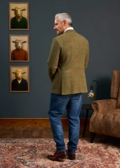 Combrook Men's Tweed Sports Blazer In Reed - Regular Fit -AlanPaine Shop Mens Tweed Blazer Green Red Check Combrook 3