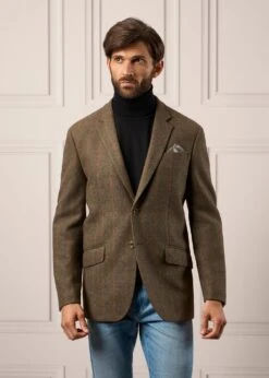 Surrey Tweed Lined Blazer In Hemlock - Regular Fit -AlanPaine Shop Mens Tweed Blazer Surrey Hemlock 5