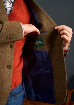 Surrey Tweed Lined Blazer In Hawkswood - Regular Fit 11 Surrey Tweed Lined Blazer In Hawkswood - Regular Fit -AlanPaine Shop Mens Tweed Blazer Surrey Orange Blue Check 2