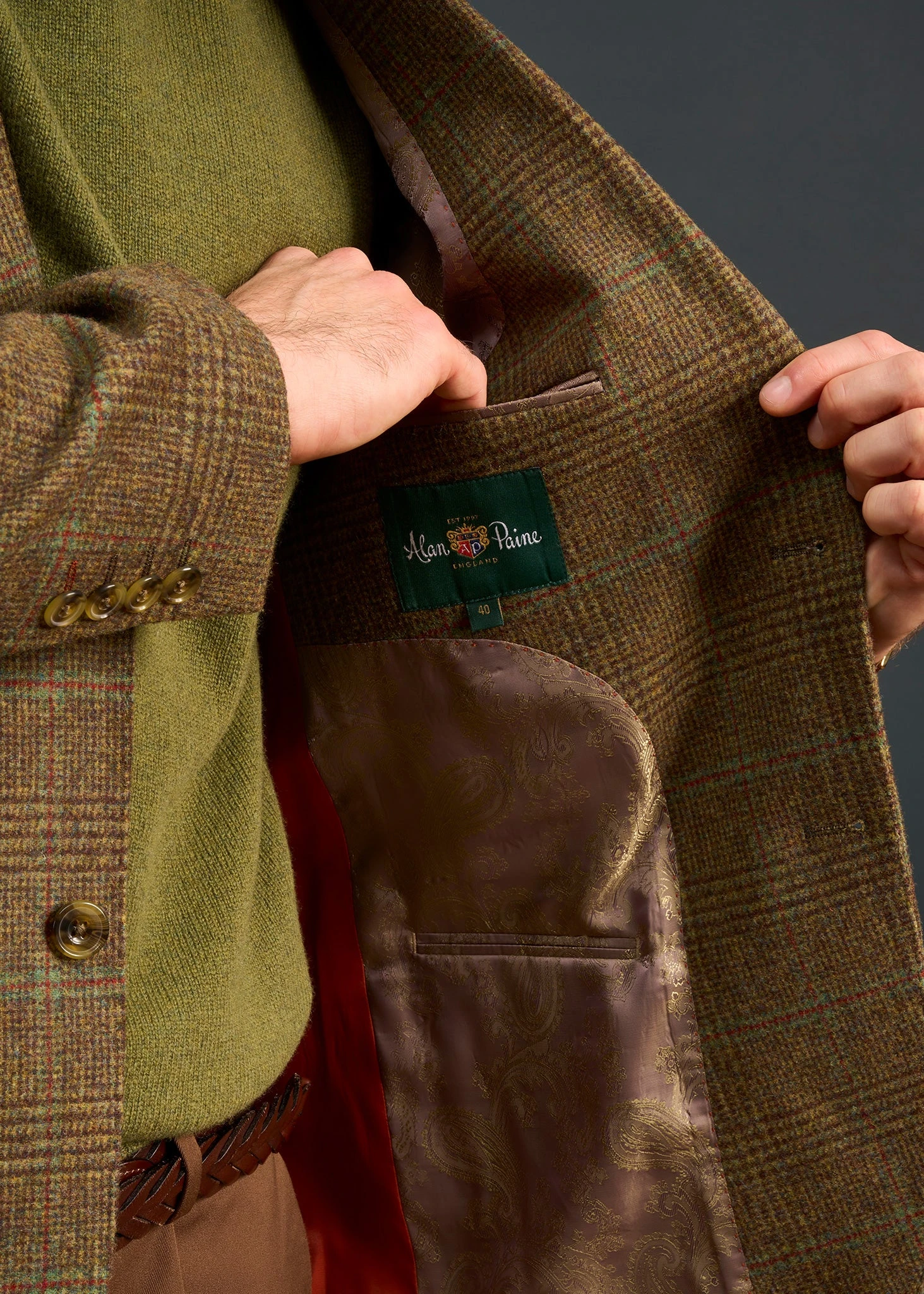 Surrey Tweed Lined Blazer In Marsh - Regular Fit 6 Surrey Tweed Lined Blazer In Marsh - Regular Fit - Image 4