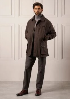 Surrey Waterproof Tweed Coat In Bramble - Shooting Fit -AlanPaine Shop Mens Tweed Waterproof Coat Surrey Bramble 4