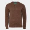 Streetly Men's V Neck Jumper In Tobacco - Classic Fit -AlanPaine Shop Mens Lambswool Jumper Tobacco Streetly