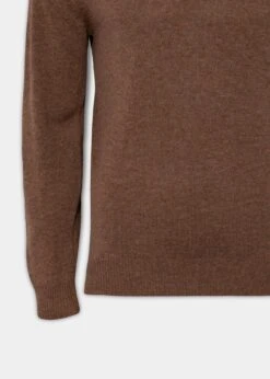 Streetly Men's V Neck Jumper In Tobacco - Classic Fit -AlanPaine Shop Mens Lambswool Jumper Tobacco Streetly 2