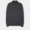 Barton Merino Wool 1/4 Zip Mock Jumper In Charcoal - Regular Fit -AlanPaine Shop Merino Wool Half Zip Jumper Charcoal 1