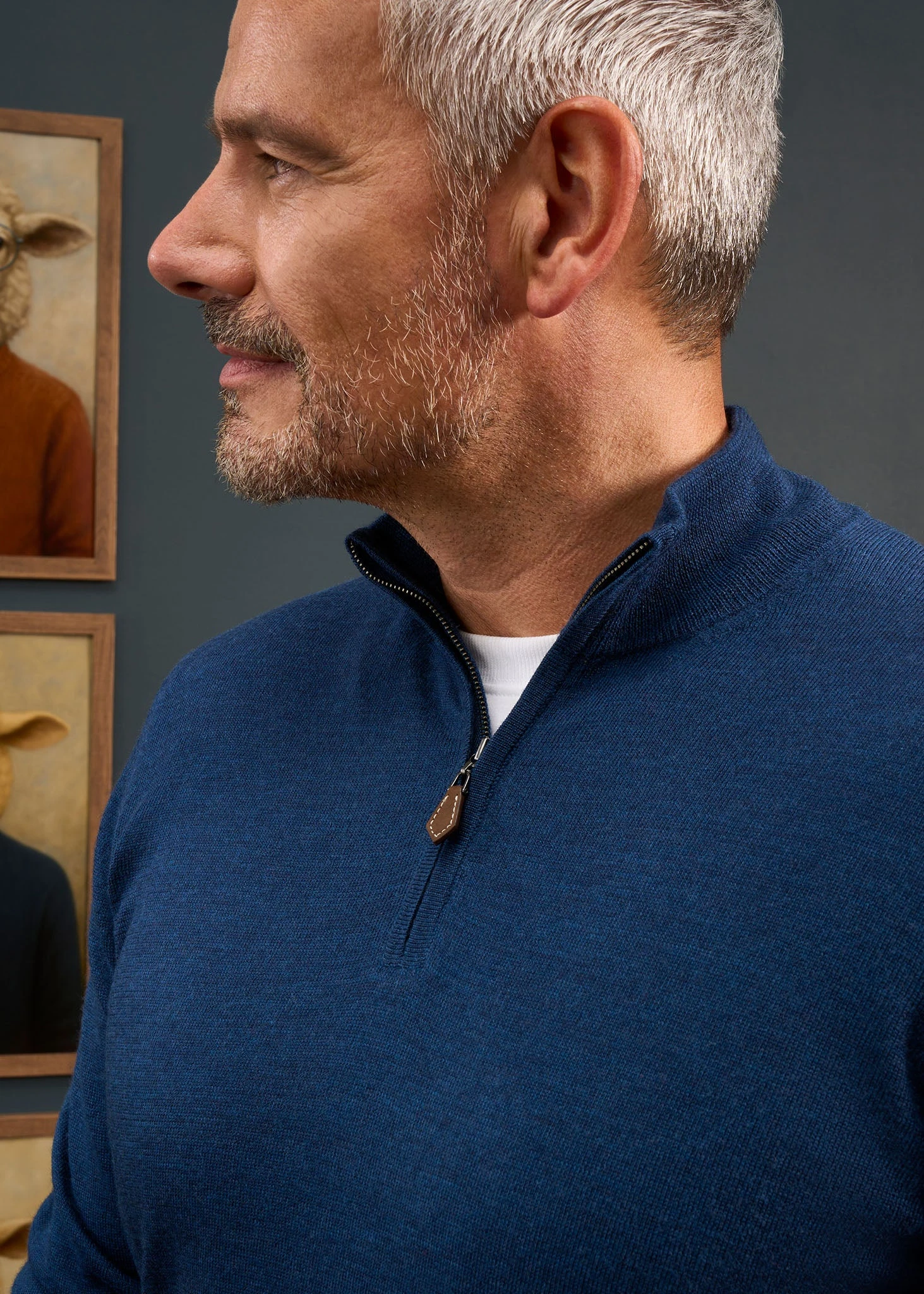 Barton Merino Wool 1/4 Zip Mock Jumper In Indigo - Regular Fit 5 Barton Merino Wool 1/4 Zip Mock Jumper In Indigo - Regular Fit - Image 3