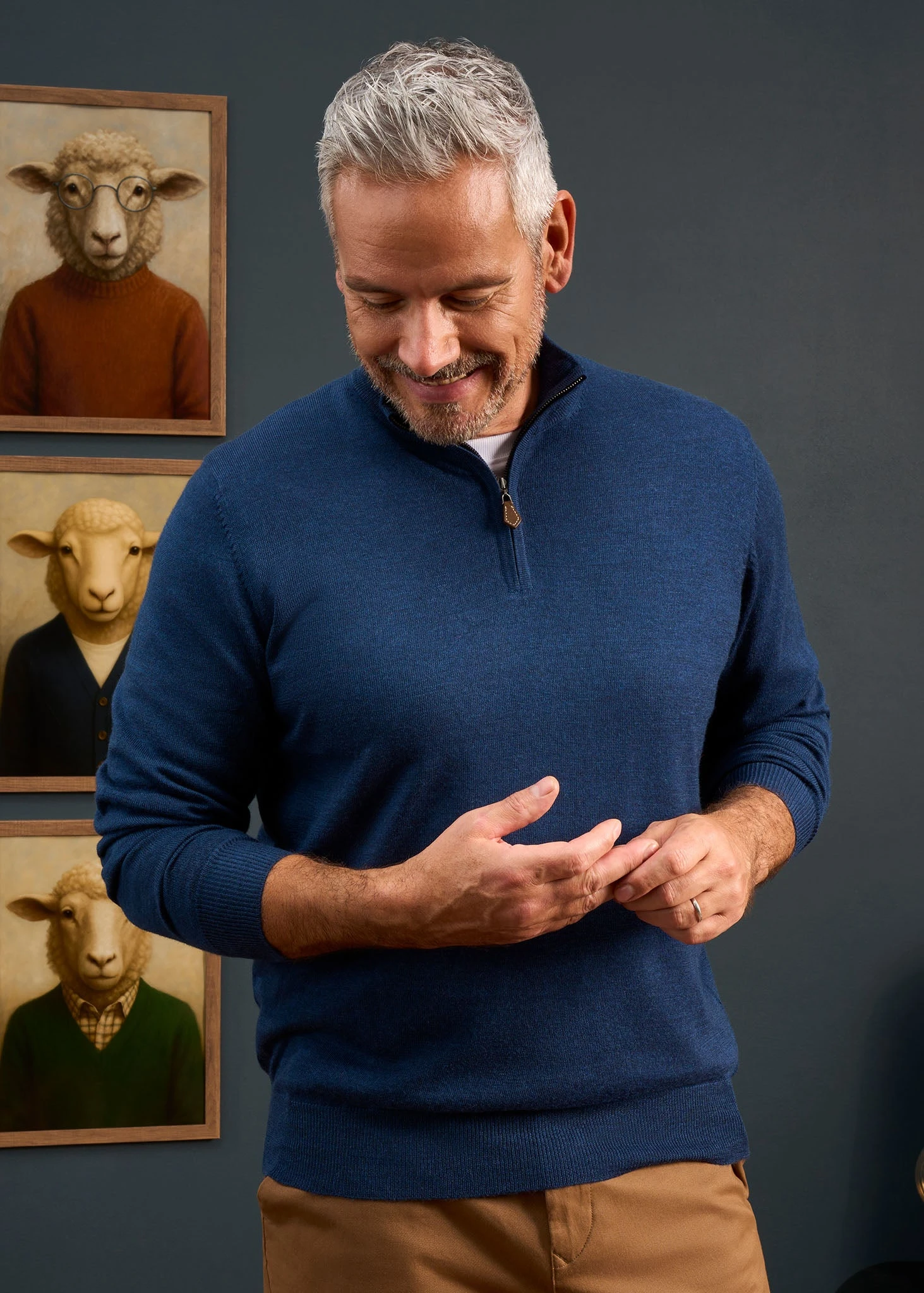 Barton Merino Wool 1/4 Zip Mock Jumper In Indigo - Regular Fit 6 Barton Merino Wool 1/4 Zip Mock Jumper In Indigo - Regular Fit - Image 4