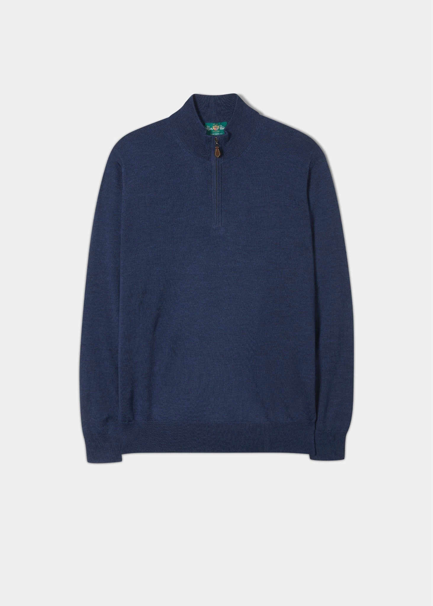 Barton Merino Wool 1/4 Zip Mock Jumper In Indigo - Regular Fit 3 Barton Merino Wool 1/4 Zip Mock Jumper In Indigo - Regular Fit