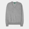 Millbreck Men's Merino Wool Jumper In Light Grey Mix - Regular Fit -AlanPaine Shop Merino Wool Jumper Grey Mix