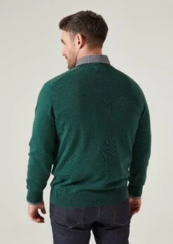 Millbreck Merino Wool Jumper In Hunter - Regular Fit -AlanPaine Shop Millbreck Men s Merino Wool Jumper In Regular Fit Hunter 3