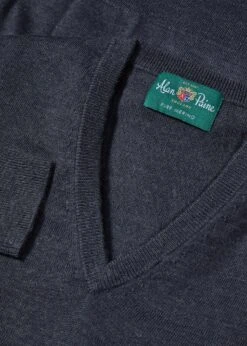 Millbreck Men's Merino Wool Jumper In Charcoal - Regular Fit 5 Millbreck Men's Merino Wool Jumper In Charcoal - Regular Fit -AlanPaine Shop Millbrook Merino Wool Jumper Vee Neck Charcoal