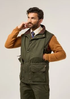 Milwood Men's Olive Waterproof Shooting Waistcoat -AlanPaine Shop Milwood Mens Waterproof Shooting Waiscoat Olive 2