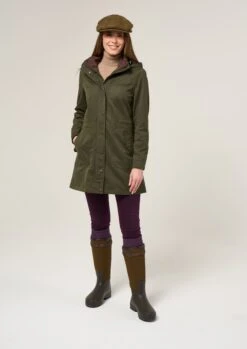 Milwood Women's Olive Jacket - Regular Fit -AlanPaine Shop Milwood Womens Waterproof Coat Olive 3