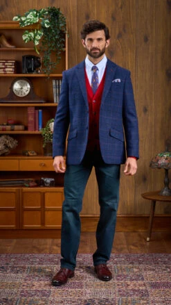 Surrey Tweed Lined Blazer In Navy Check - Regular Fit 14 Surrey Tweed Lined Blazer In Navy Check - Regular Fit -AlanPaine Shop Navy Check Tweed Blazer 2