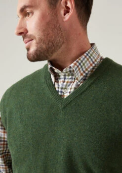 Norfolk Lambswool Slipover In Rosemary - Classic Fit -AlanPaine Shop Norfolk Mens Lambswool Slipover In Rosemary Classic Fit 2