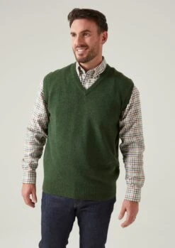 Norfolk Lambswool Slipover In Rosemary - Classic Fit -AlanPaine Shop Norfolk Mens Lambswool Slipover In Rosemary Classic Fit 4