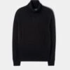 Petersham Men's Geelong Wool Roll Neck In Black 1 Petersham Men's Geelong Wool Roll Neck In Black -AlanPaine Shop PETERSHAM LONG SLEEVE ROLL NECK INSET SLEEVE BLACK 01