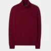 Petersham Men's Geelong Wool Roll Neck In Claret -AlanPaine Shop PETERSHAM LONG SLEEVE ROLL NECK INSET SLEEVE CLARET 01
