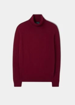 Petersham Men's Geelong Wool Roll Neck In Claret
