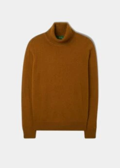 Petersham Men's Geelong Wool Roll Neck In Cumin