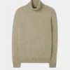 Petersham Men's Geelong Wool Roll Neck In Irish Cream -AlanPaine Shop PETERSHAM LONG SLEEVE ROLL NECK INSET SLEEVE IRISH CREAM 01