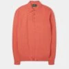 Pentlow Luxury Cotton Long Sleeve Polo Shirt In Coral -AlanPaine Shop Pentlow Luxury Cotton Long Sleeve Polo Coral