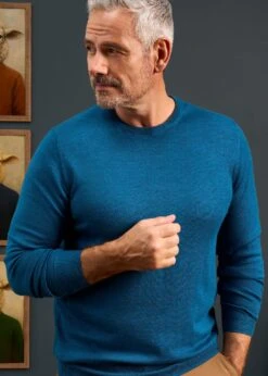Radstone Men's Merino Wool Jumper In Bottle Blue - Regular Fit 11 Radstone Men's Merino Wool Jumper In Bottle Blue - Regular Fit -AlanPaine Shop RADSTONE CREW NECK BOTTLE BLUE 02
