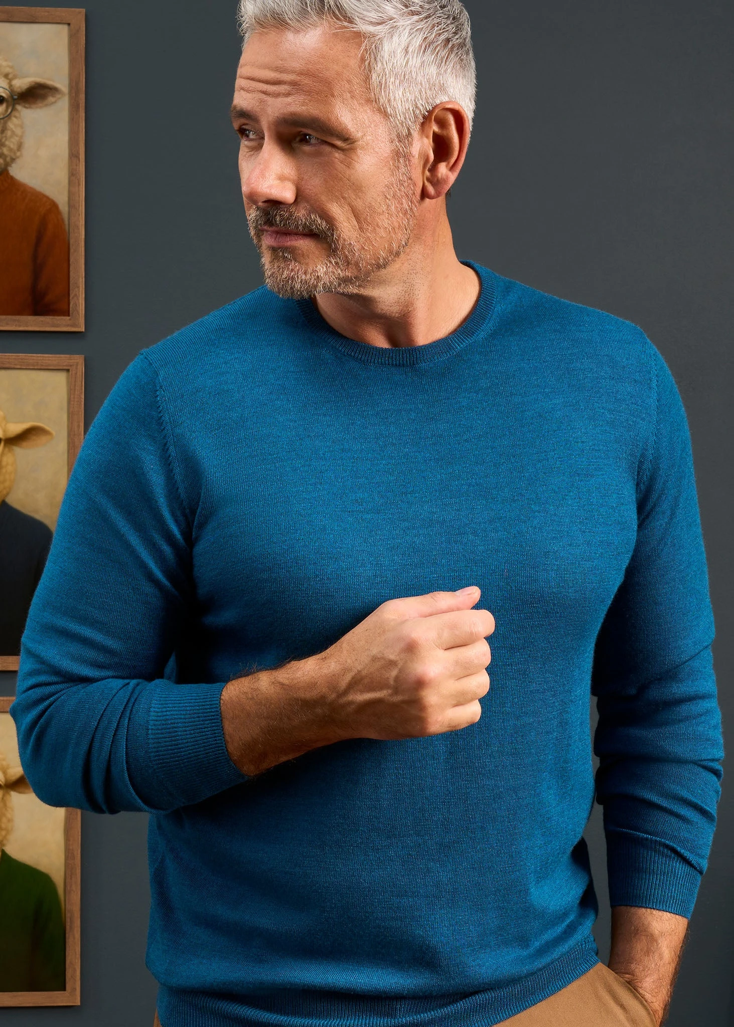 Radstone Men's Merino Wool Jumper In Bottle Blue - Regular Fit 7 Radstone Men's Merino Wool Jumper In Bottle Blue - Regular Fit - Image 5