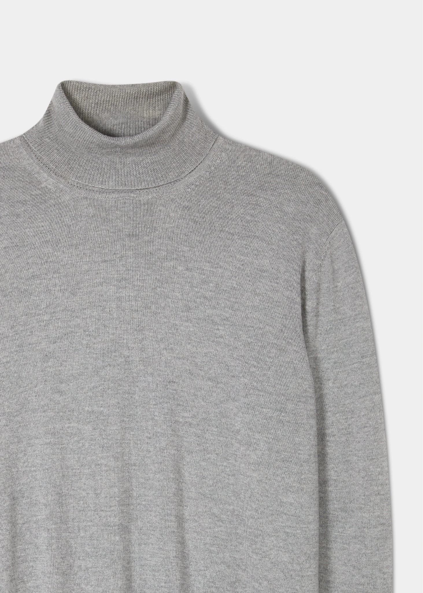 Linton Merino Wool Roll Neck Jumper In Light Grey Mix - Regular Fit 4 Linton Merino Wool Roll Neck Jumper In Light Grey Mix - Regular Fit - Image 2