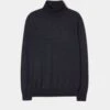 Linton Merino Wool Roll Neck Jumper In Dark Navy - Regular Fit -AlanPaine Shop Roll Neck Merino Wool Navy