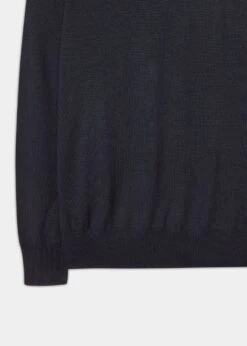 Linton Merino Wool Roll Neck Jumper In Dark Navy - Regular Fit -AlanPaine Shop Roll Neck Merino Wool Navy 2