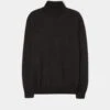 Linton Merino Wool Roll Neck Jumper In Black - Regular Fit -AlanPaine Shop Roll Neck Merino Wool Sweater Black