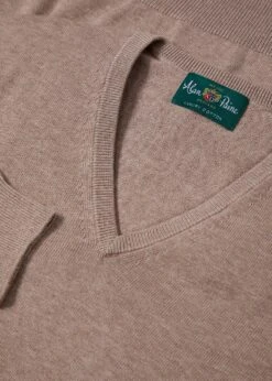 Rothwell Cotton Cashmere Jumper In Coffee 10 Rothwell Cotton Cashmere Jumper In Coffee -AlanPaine Shop Rothwell Cotton Cashmere Vee Neck Jumper Coffee