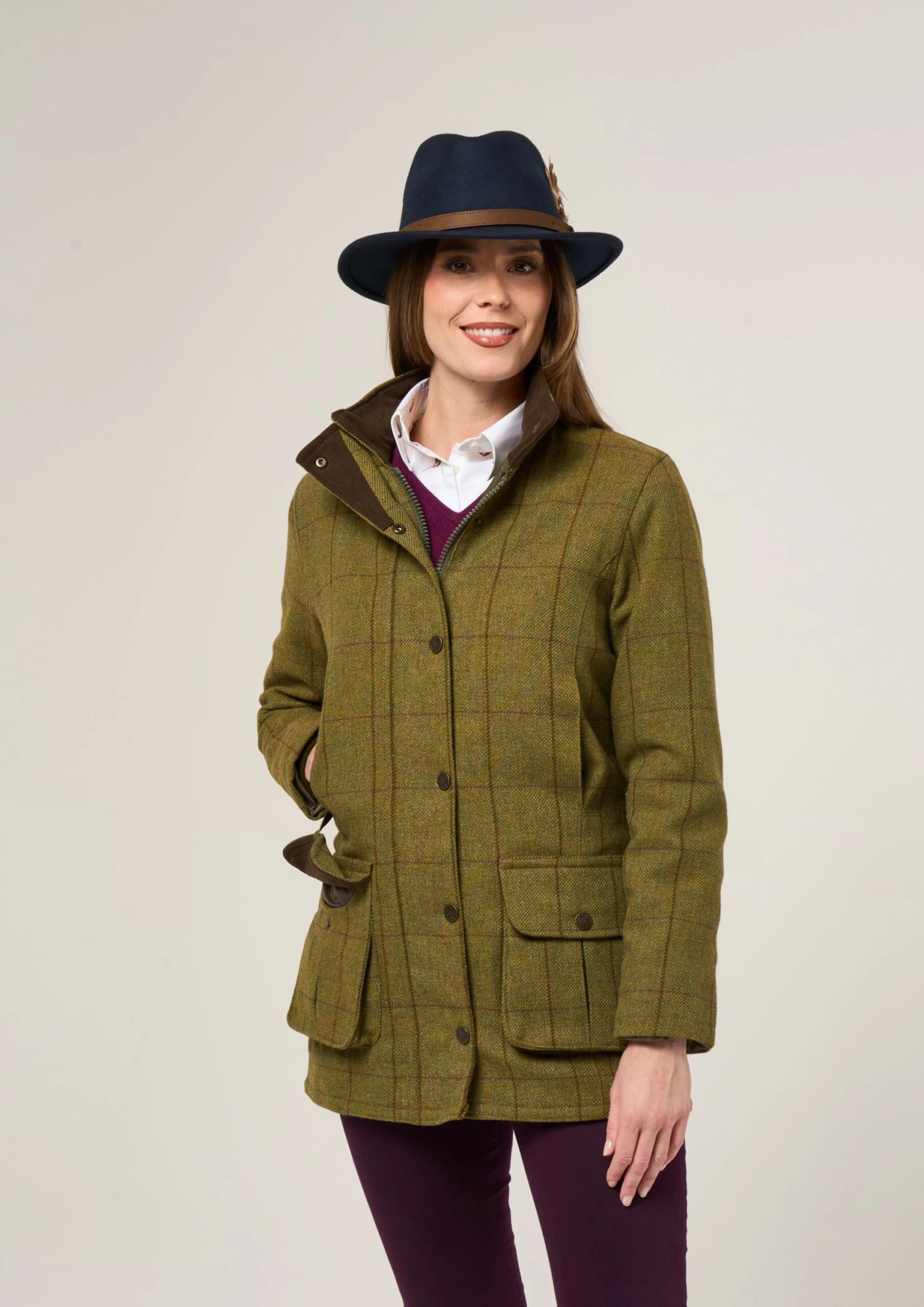 Rutland Ladies Tweed Waterproof Shooting Coat In Lichen 6 Rutland Ladies Tweed Waterproof Shooting Coat In Lichen - Image 4